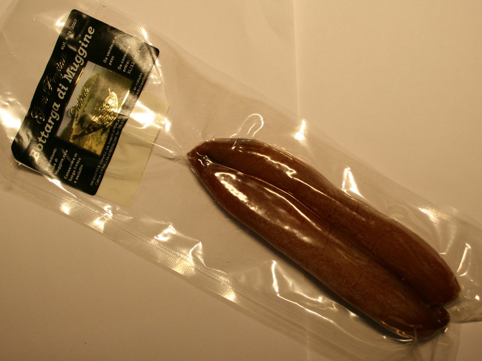 Artisanal Bottarga di Muggine cured flathead mullet roe from Sardinia