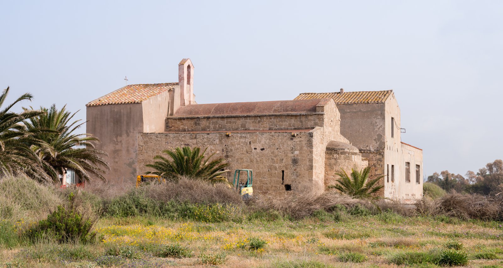 Church of Sant'Efisio on Nora beach in Sardinia