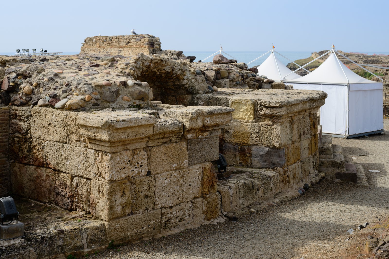 The Roman Theatre of Nora facing south into the Mediterranean Sea